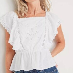 Old Navy Flutter Sleeve Tie Back White Womens Top